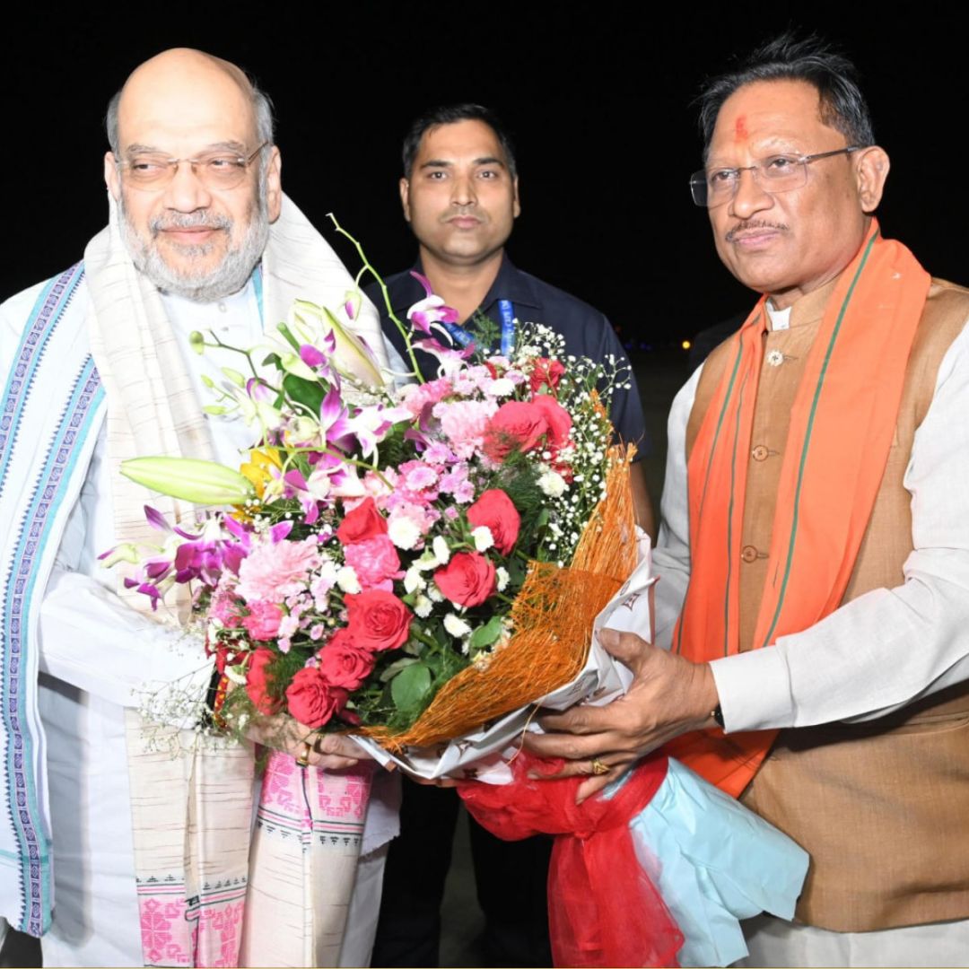 amit shah welcome in raipur